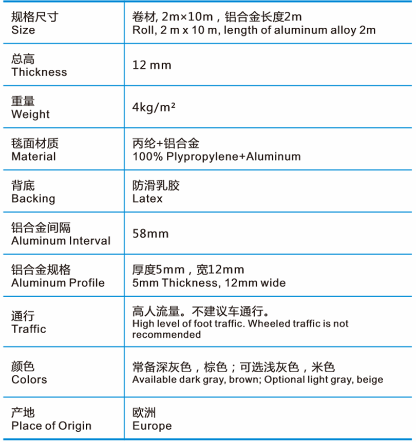 派勒安普鲁铝合金地垫技术参数